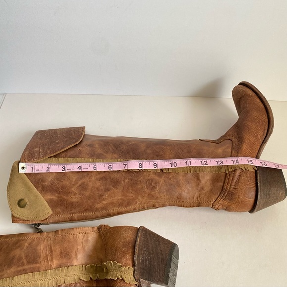Corral Tall Boots Indie Bohemian Boho Chic Western Fringe Brown Leather 7.5 - Picture 16 of 16
